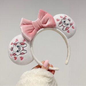 Embroidered Coquette Aristocat Marie | Disney Minnie Ears | Pink Velvet Bow